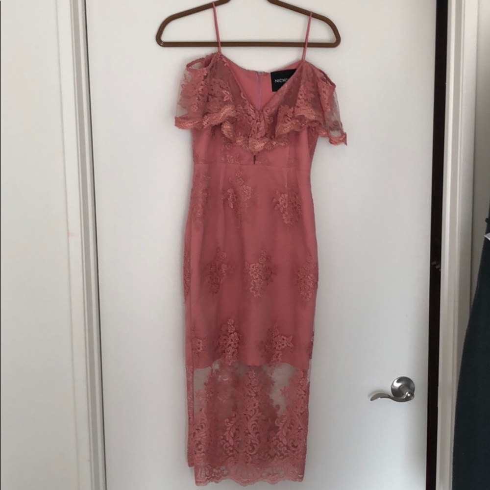 Nicolas pink lace dress.